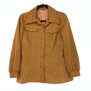 Vintage Beeline Fashions 70s Shirt Jacket Womens Apx Sz M/L Brown Button Front